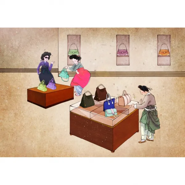 AT683755 뮤럴벽지 어떤 벽이든 잘 붙는 퓨전민속화 뮤럴벽지(접착식)(풀 필요없음)
