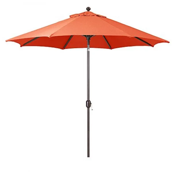 Galtech 9- 발 (모델 737) 앤틱 브론즈 프레임과 Sunbrella 패브릭 브릭이있는 디럭스 자동 틸트 우산 (확장 프레임 보증인 포
