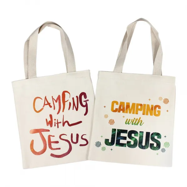 메시지 에코백 교회가방 Camping With Jesus 2종 1.에코백 레드캠핑