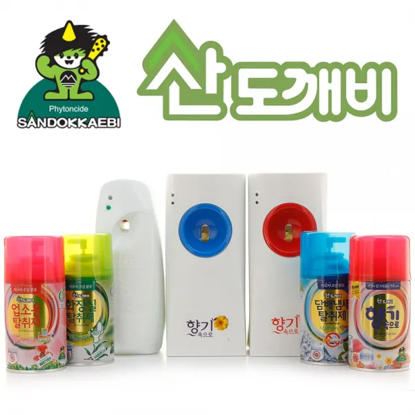 산도깨비 자동분사기+향캔1개/향캔3개/방향캔/리필 향캔 26종/위해우려 안전제품확인, 자동분사기 향기속으로 일반, 산도깨비 향캔-후리지아[1개]