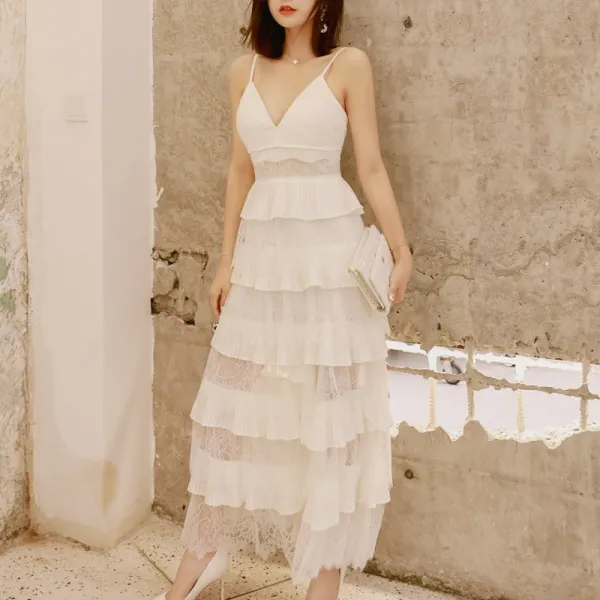 펀칭 프릴 투어 저중심 나시 레이스 원피스 스몰 드레스 여 연차