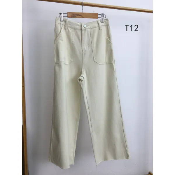 무생채 와이드 크림 진 화이트 팬츠 05KG 노라크림미와이드 진T12