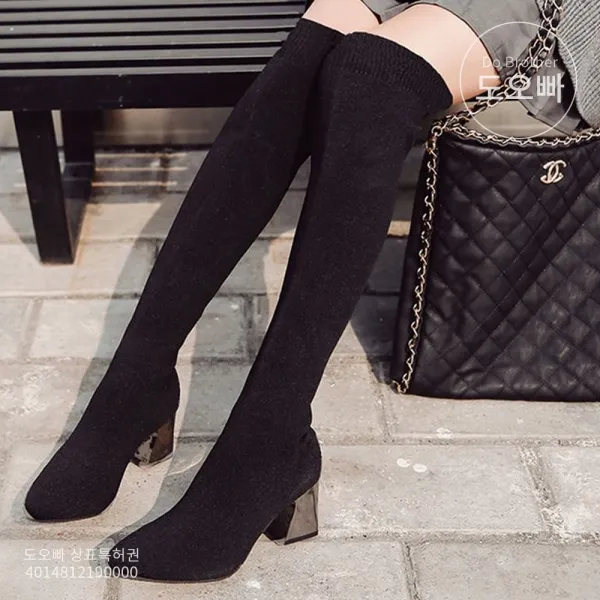 도오빠 여성 롱부츠 니트 삭스 발편한 부츠 싸이하이 여자부츠 삭스슈즈 쫀쫀한 가을 겨울 20대 30대 패션 데일리 슈즈