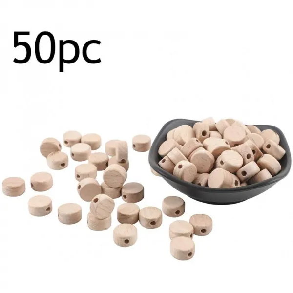 Promise Babe이를 굳게 나무 비즈 천연 너도밤 나무 무도장 15mm 50 개 우드 비즈 딸랑이 수유 보석 젖꼭, 단일상품, 단일상품