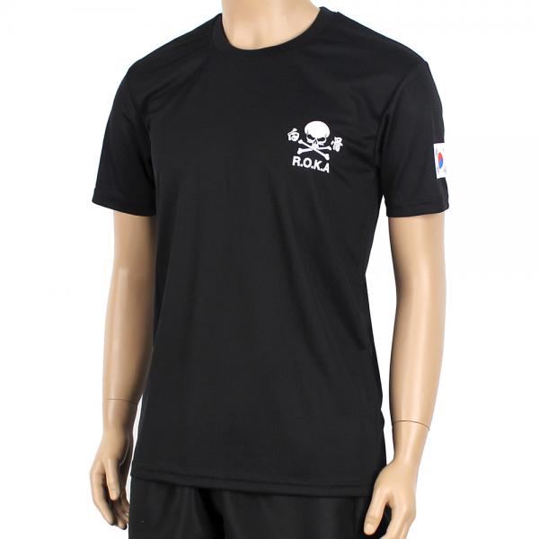 쿨론 백골마크 투톤 반팔티 검정 로카티 군인 티셔츠