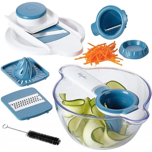 Ayesha 콜렉션 5-in-1 만돌린 및 Spiralizer 세트 Twilight 청록