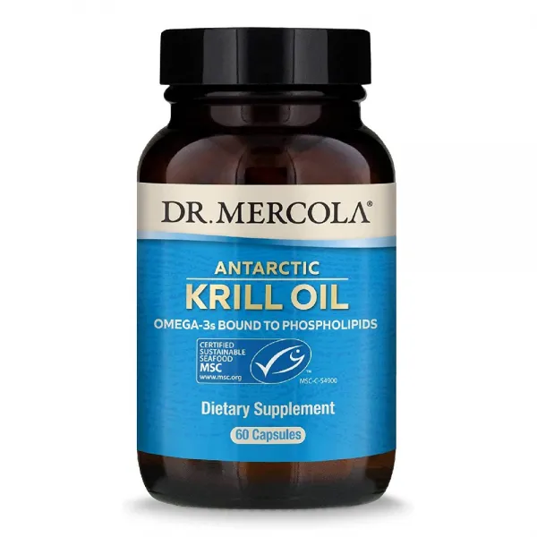 Dr Mercola 닥터 머콜라 남극 크릴 오일 인지질 EPA DHA 유기 아스타잔틴 뇌 눈 심장 세포 피부 근육 및 면역 기능 영양제 60 캡슐