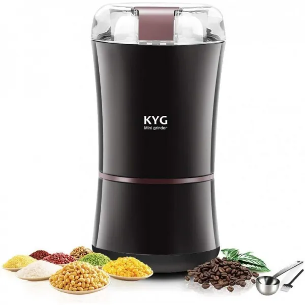 KYG 커피 입 300W 전기 커피 가구 커피 콩 네스 곡물 곡물 선견자 스테인레스 스틸 나이프 50g 소켓 블랙 MEHRWEG, 단일옵션