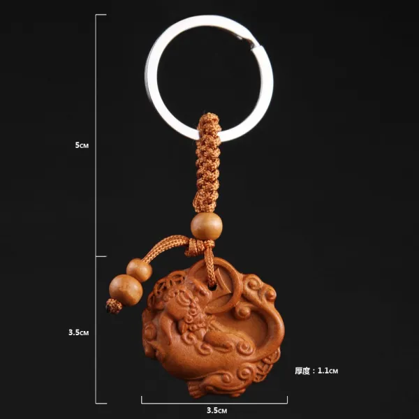 Apr.29 6번 무사안일 홀딩 디자인 복숭아나무 핸드폰 걸이 중국풍 복고 족제비 钥匙 열쇠고리 목제 끈으로 대박Z, 돈 쟁 이 를 물다.