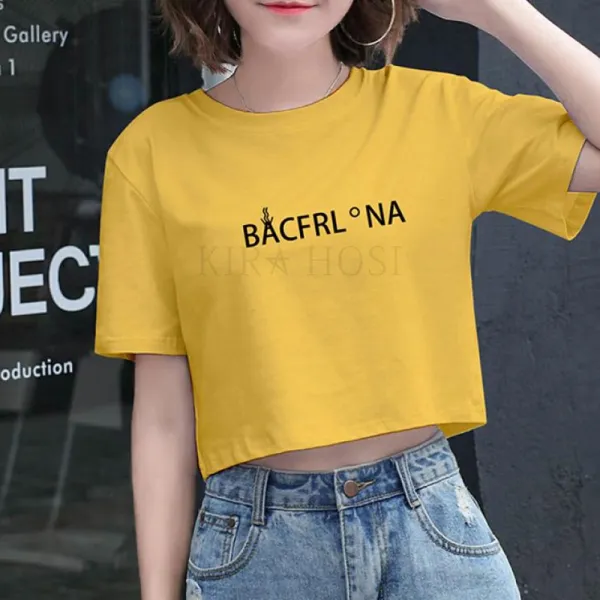 kirahosi 여성 티셔츠 여름 숏티 배꼽티 크롭티 75호 AGf2mw4