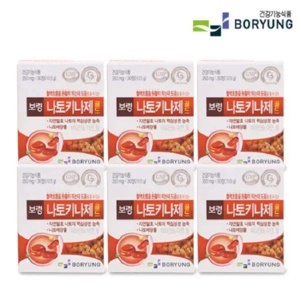 보령 나토키나제골드350mg 패밀리용영양제 비타민 혈행개선 철 아연 나토배양물, 6통, 350ml