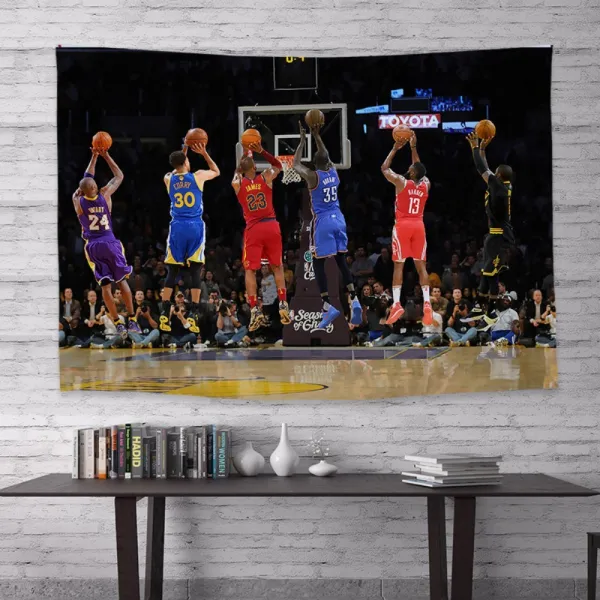 NBA 침실 거실 다용도 인테리어 포스터 현수막 마이클조던 커비 커리 패브릭포스터 벽장식 커튼, 거성절살