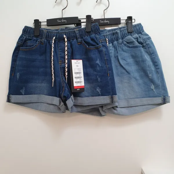 톰스토리 여성 워싱 3부 밴딩 데님##배살 잡아주는 밴드 스타일 힙과 허벅지 넉넉 완성도 있는 핏을 예쁜 멋내기 데님 팬츠 품절 임박##뉴코아아울렛 울산점