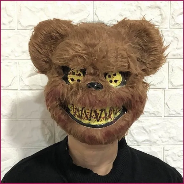 코스튬소품 소품 무도회 고양이 가면 할로윈데이 다크 귀여운 핼러윈 애니멀 모직 사람을놀라게하는 두건 할로윈, T02-피비린내 나는 갈색곰 B