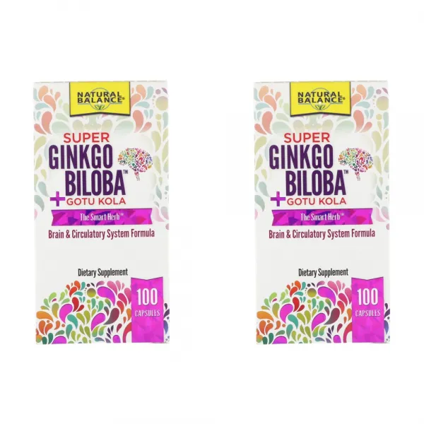 네츄럴 발란스 Natural Balance Super Ginkgo Biloba Gotu Kola 100 Capsules 2개, 1개, 상품상세참조