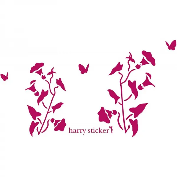 HARRY STICKER 벽 스티커 붙여 벗길 전사 식 독말풀 꽃 (morning-glory-flower) 핑크 M 약 45 × 45cm
