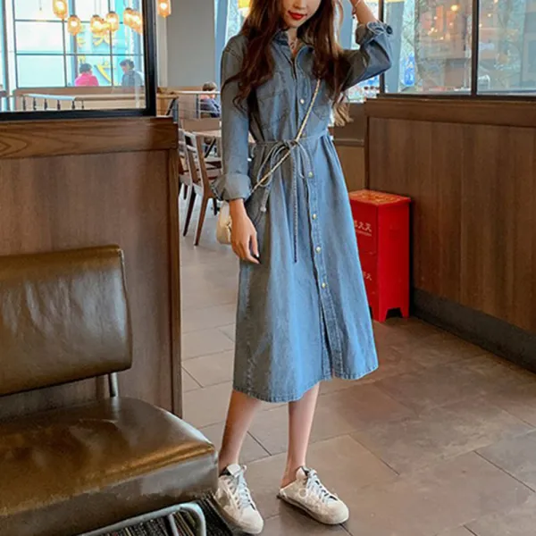 모리아 가을 여성 루즈핏 데님 원피스 AF