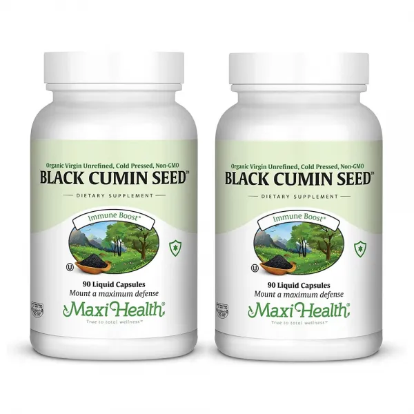 Maxi Health (2병) 멕시헬스 흑종초 블랙커민 씨드 오일 700mg 90캡슐, 1mg, 2개