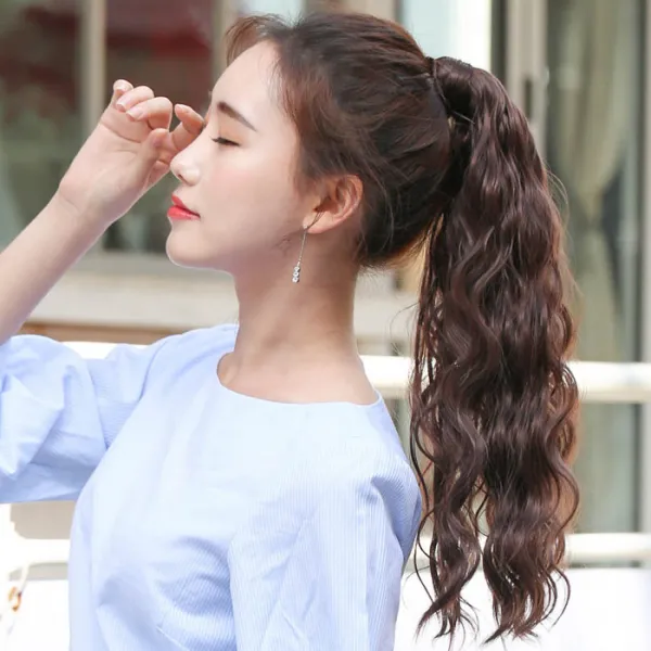 고운머리 묶음머리 포니테일 가발 스타일포니 물결 웨이브, 샤이니골드브라운, 1개