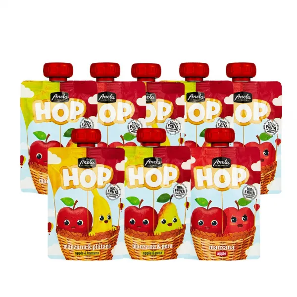 아넬라 짜먹는 Hop 아기 이유식퓨레 16팩 100gx16개입 사과퓨레 아기과일퓨레 사탕/푸딩/젤리>>과일퓨레 01 Hop 16팩 시작과일a