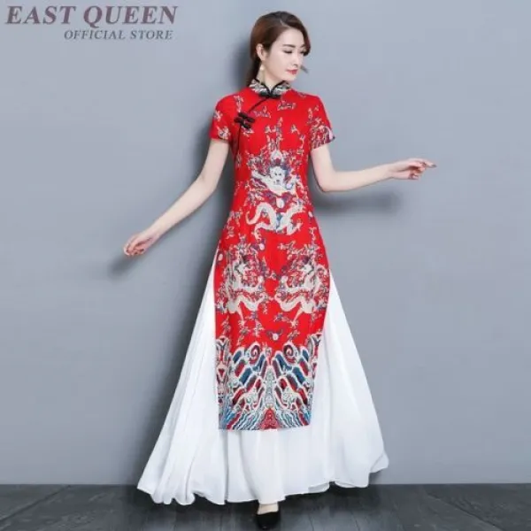 [해외] QIPAO 어 드레스 CHEONGSAM ORIENAL 드레스 여성을위한 전통 어 류 섹시한 현 드레스 DD1296