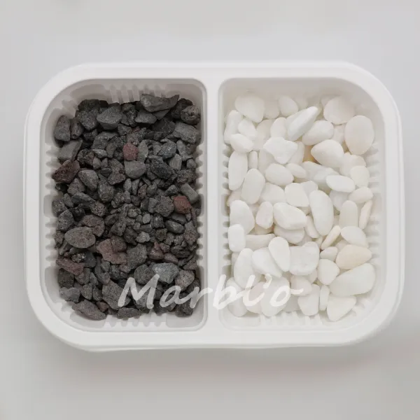  마블로 현무암+밀키화이트 2kg 각 1kg 자갈