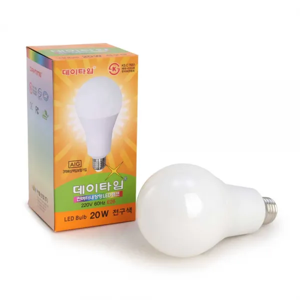 데이타임 Led전구 20w 백열전구200w 대체 Ks인증 1개 데이타임 Led전구 20w 전구색 오렌지빛 