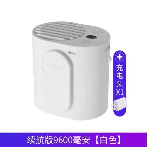 휴대용 선풍기 허리 손목 등 여름 더위 강력 쿨링, 항속판 9600mAh(화이트+충전헤드)