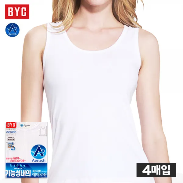 비와이씨 Byc 여성용 기능성 여성에어로쉬 민소매 나시 런닝 Byamz2650 4매입