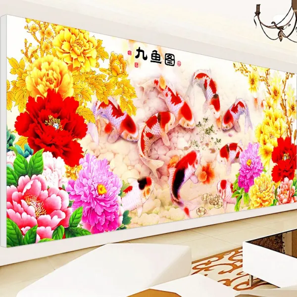 보석십자수 십자수 다이아몬드그림 가득한주얼리 거실 모란꽃 부자되는 심플 모던 주얼리 수놓은, T01-(가득한주얼리)120*50CM(세 가지 유형의 다이아몬드 주문 획일적)