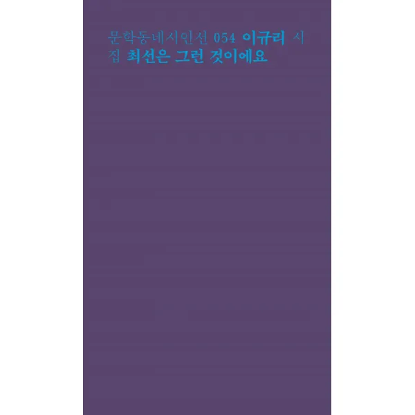 최선은 그런 것이에요:이규리 시집 문학동네