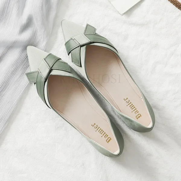 Kirahosi 여성 단화 플랫슈즈 리본 꼬임 스틸레토 플랫 + 덧신 증정 Dx4kbua