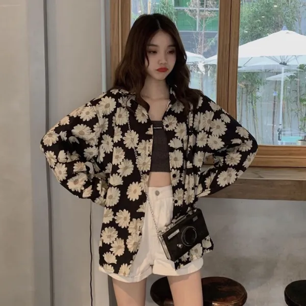 구매대행 루즈핏 쉬폰 블라우스 플라워 여름 미디엄 셔츠