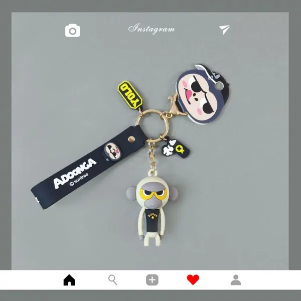 레니몰 퍼터키퍼 정판 쥐뿔도 없는 놈팡이 여성 큐트 INS 인싸템 자동차열쇠 남자 독창적 가방 피규어, 정판 쥐뿔도 없는 놈팡이 -린스노랑