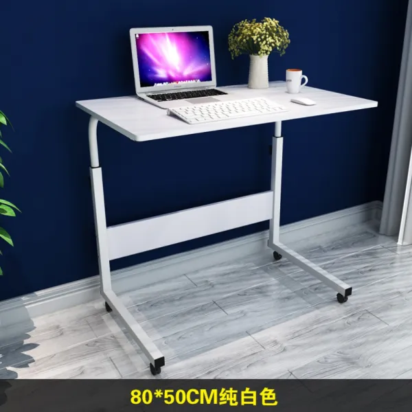 대박 노트북 홈용 침실 테이블베드 리프트 이동 테이블 숙소 게으른 테이블, 순백색80X50