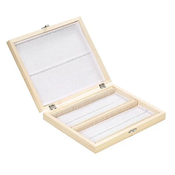 현미경 슬라이드 보관함 Microscope Slides Storage Box KKmoon 100-Places Wooden Slide Storage Box with Numbered Slots Contents Sheet for Prepared Microscope, 본문참고, 본문참고