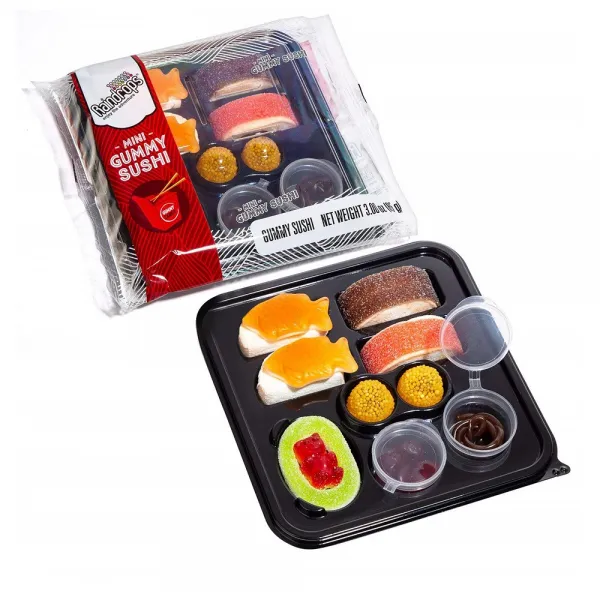 Raindrops Gummy Candy Sushi Mini Bento Box 레인드롭 스시 미니 벤토 박스 2팩, 1개