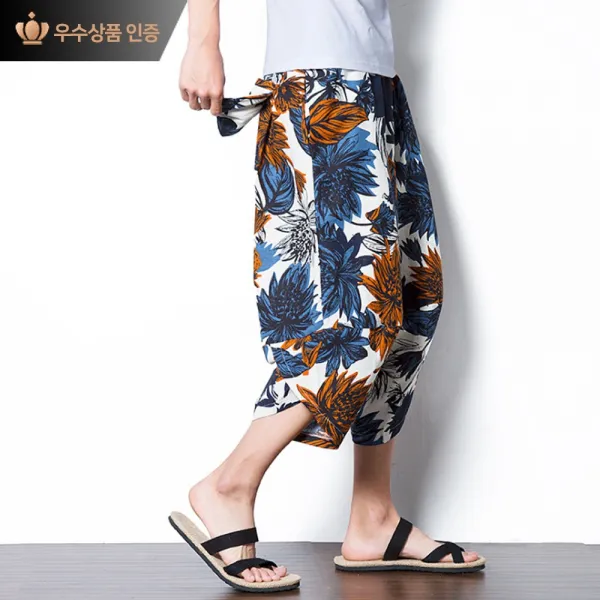 유블리 남자반바지 패턴바지 화려한팬츠 여름바지 5부 7부 8부 시원한 와이드 Uv214316sb 에머이