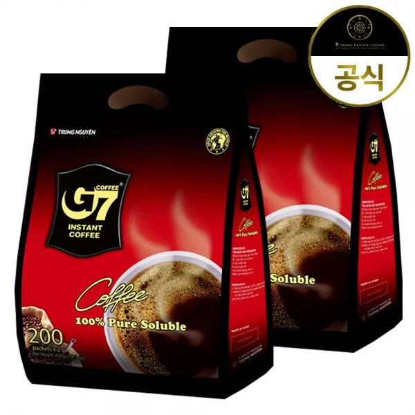 G7 G7커피 블랙커피 200T X 2개 (400개입) 수출용 베트남커피, 400개, 2g
