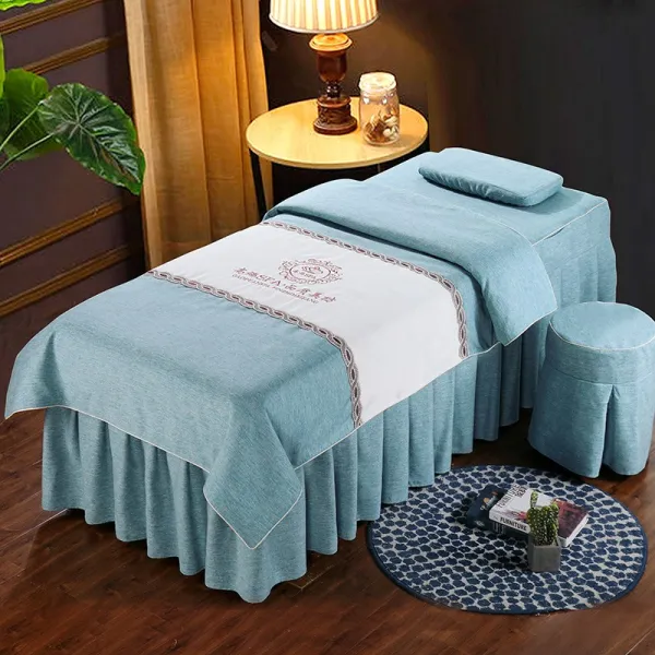 마사지베드커버 화보 면린넨 미용원 전용 뷰티 침대커버 4종 고급 유러피안 미루다 물리 요법 퀄리티 1875275245, 사각코 190x75 (포함안함 이불솜, 약속대로 -라이트블루