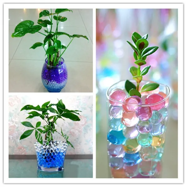 1000pcs 다채로운 진주 젤 폴리머 하이드로 젤 크리스탈 진흙 물 구슬 성장 매직 젤리 공 결혼식 홈 장식 토양 7zsh760