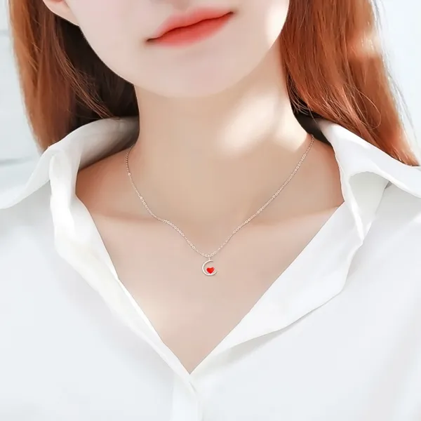 복운례 브랜드 신제품 달빛은 내 마음의 이지사랑 목걸이 여자 순은 쇄골 체인 사랑 증표 커플 발렌타인데이 은색