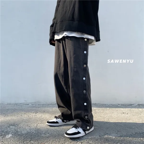 카고 발열 여성 가을 드랜드 옛적 감명받다 OVERSIZE 어글리 단추바지