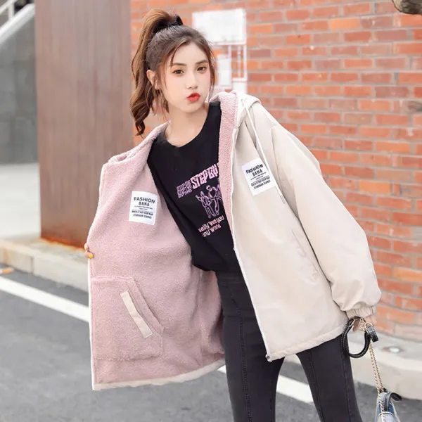 뽀글이푸들 러블리한 털자켓 외투 여자 숏스타일 양면착용 털융 고급 솜옷 루즈핏 푸들 자켓 WG20110734Z