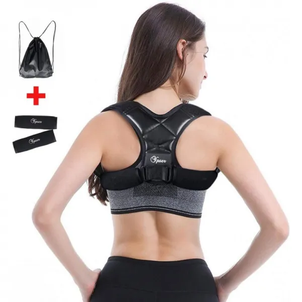 Ypser Shoulder Back Brace 자세 지지대 - 남성 여성용 자세 교정기 - 탈부착 가능한 겨드랑 패드 및 나, 단일상품