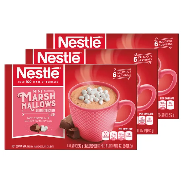 Nestle 핫 코코아 믹스 미니 마시멜로우 리치 밀크 초콜릿 6개입, 121.2g, 3개