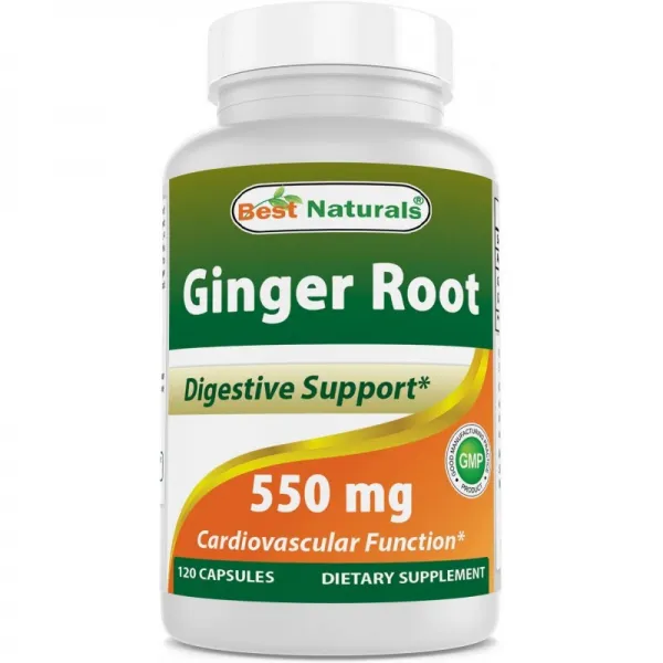 구역질 및 멀미 550 mg 120 카운트를위한 최고의 Naturals 생강 뿌리 캡슐 보충제, 1