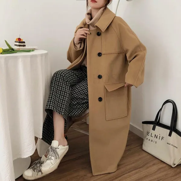Kirahosi 스페셜 겨울 여성 하프 모직 코트 패션 점퍼 상의 여자 트렌치 정장 코트 외투 빅사이즈 140 Gd11 Q90yczq