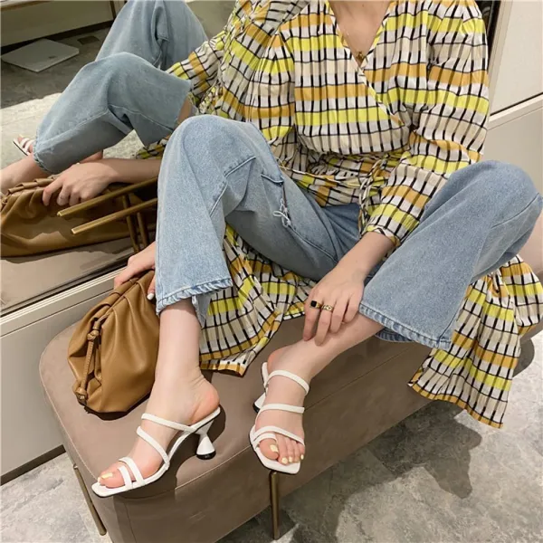 위파인더 하이힐 여성 여름 신발인 로마화 화이트 샌들 여성 패션 샌들년 여름