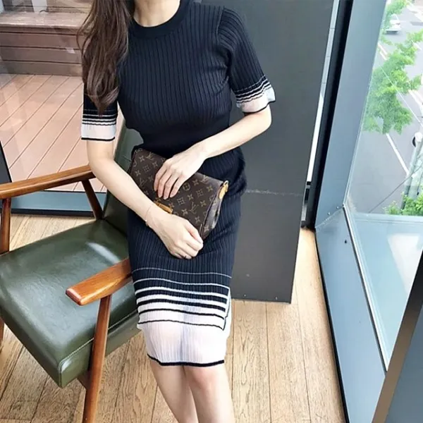 반하걸 무료배송 2color 여름 골지 반팔 니트 원피스